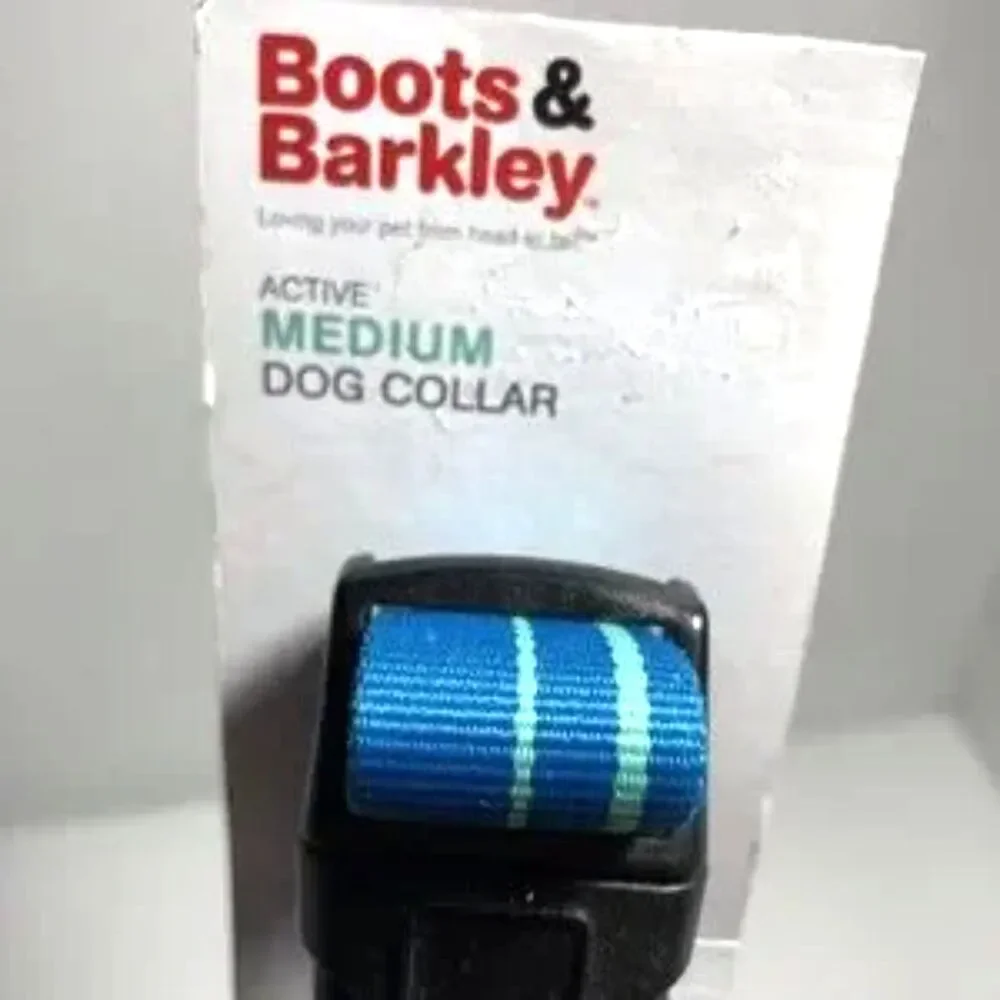 Dog Collar Blue with Teal Stripes by Boots & Barkley Medium and Red Nylabone NEW